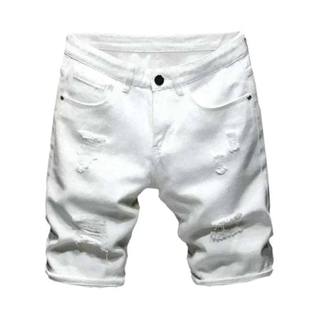 Ripped denim shorts for men