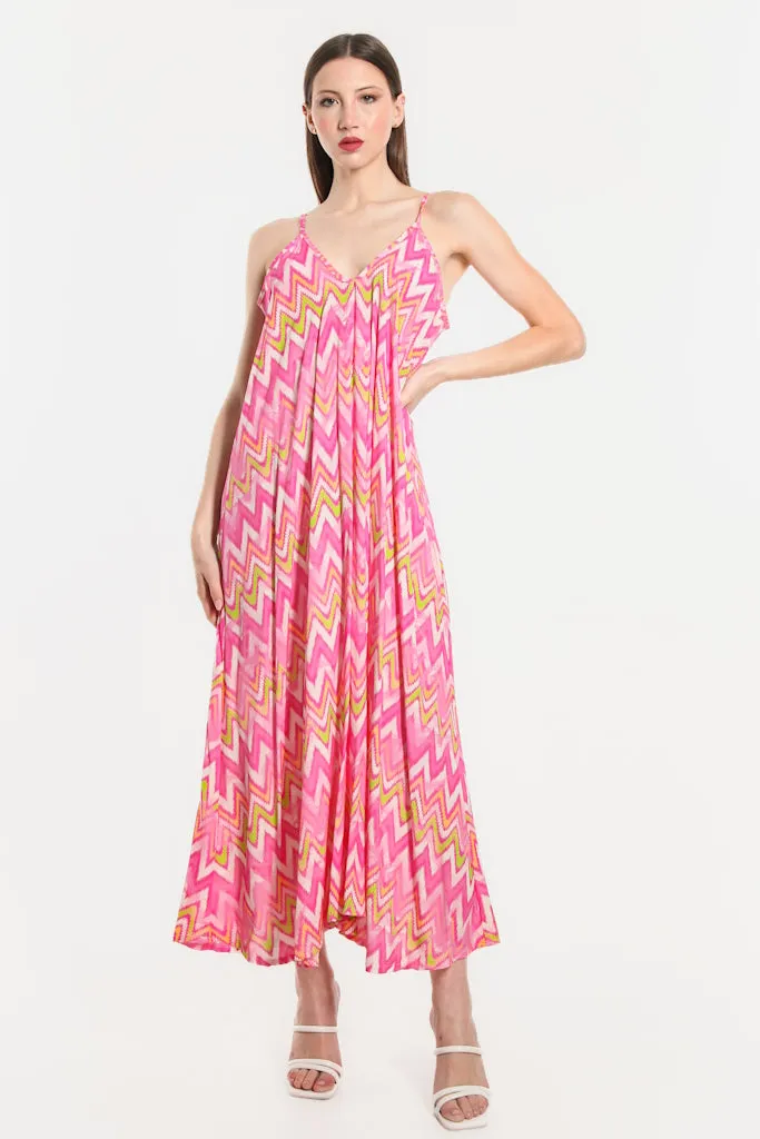 River Zigzag Viscose Slip Dress (DT111Z) - FINAL SALE