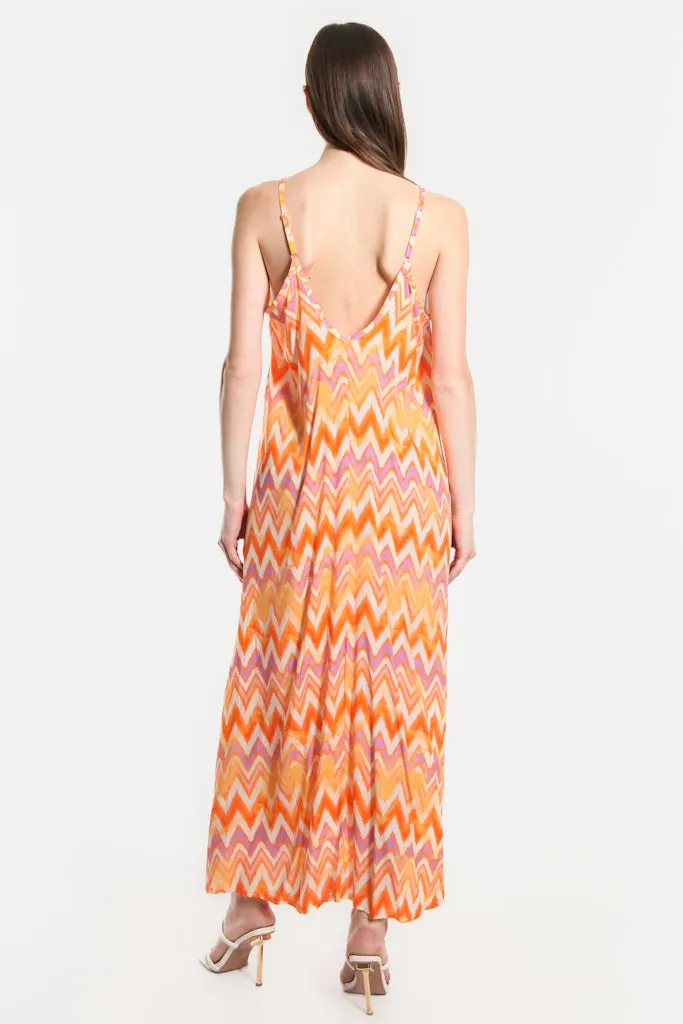 River Zigzag Viscose Slip Dress (DT111Z) - FINAL SALE