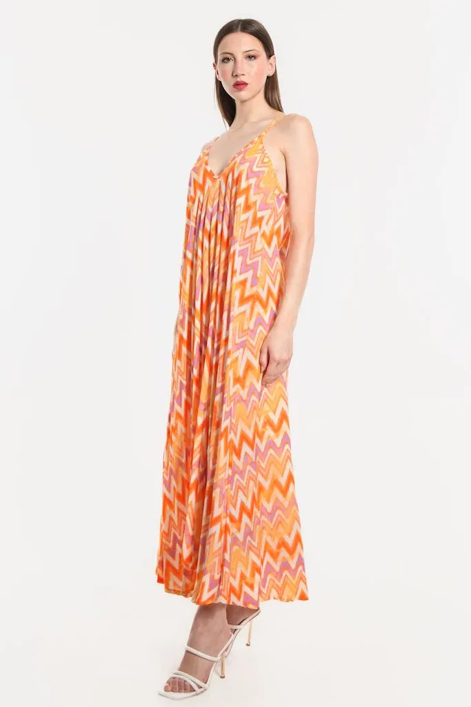 River Zigzag Viscose Slip Dress (DT111Z) - FINAL SALE