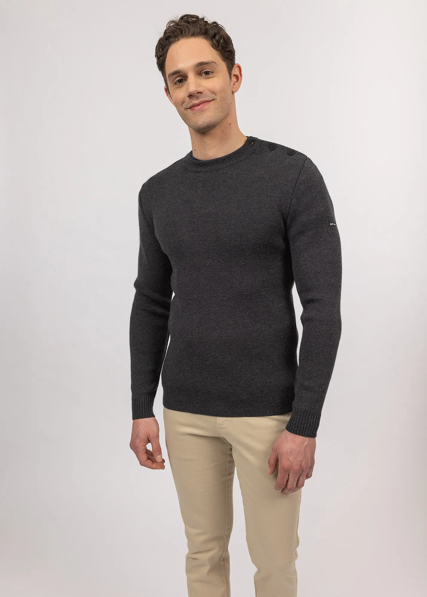 Rochefort sailor jumper - slim fit, in merino wool (ANTHRACITE)