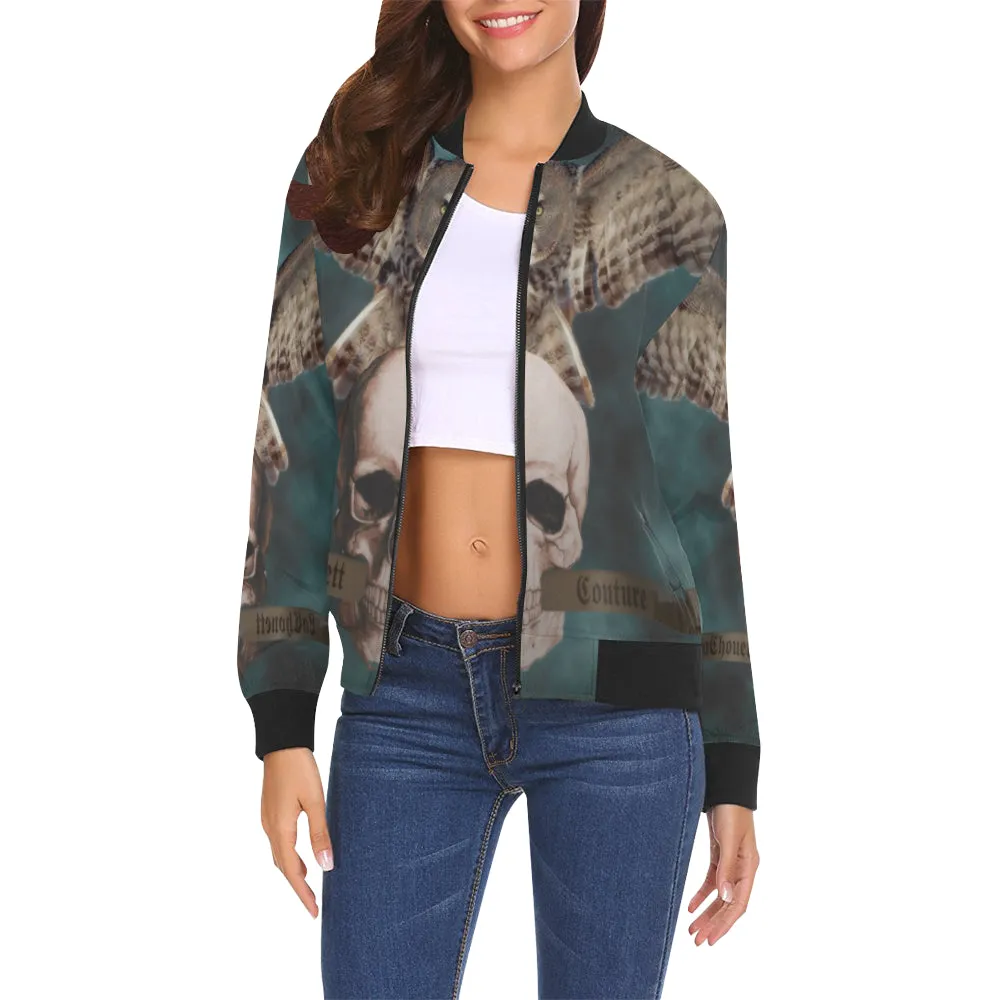 ROCK N ROLL All Over Print Bomber Jacket for Women