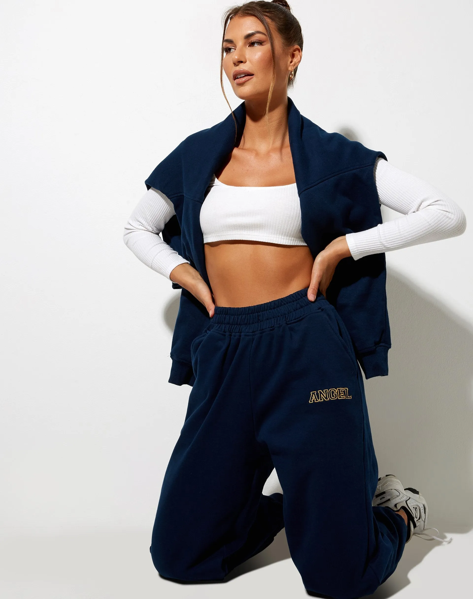 Roider Jogger in Navy 'Angel' Embro in Yellow