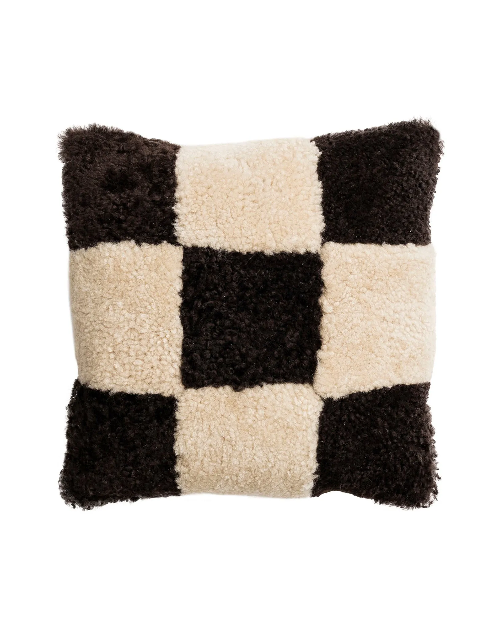 RUTH Check Pattern Shepherd Sheepskin Cushion