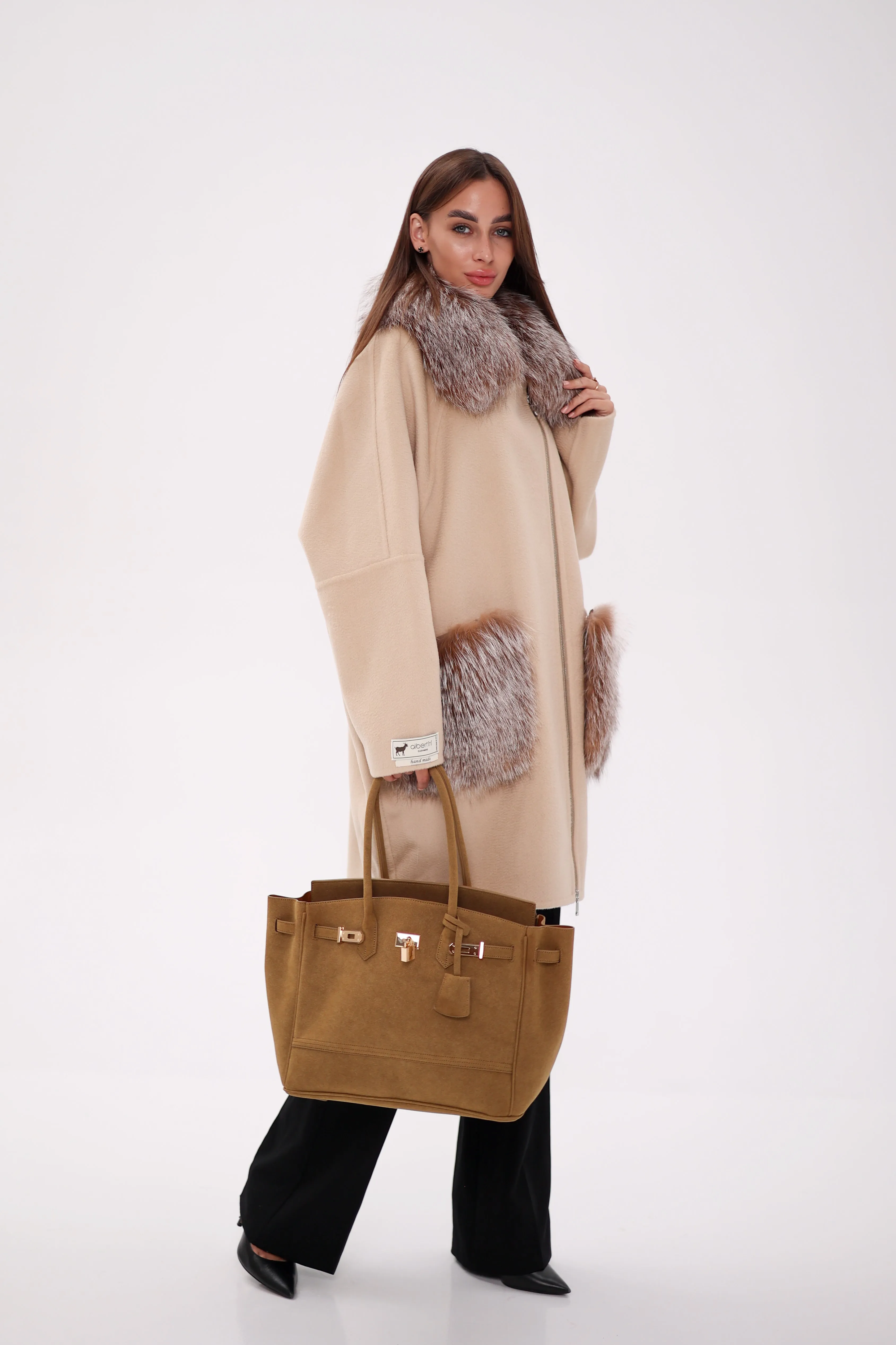 Saga®Furs Silver Fox Wool Alapca Coat