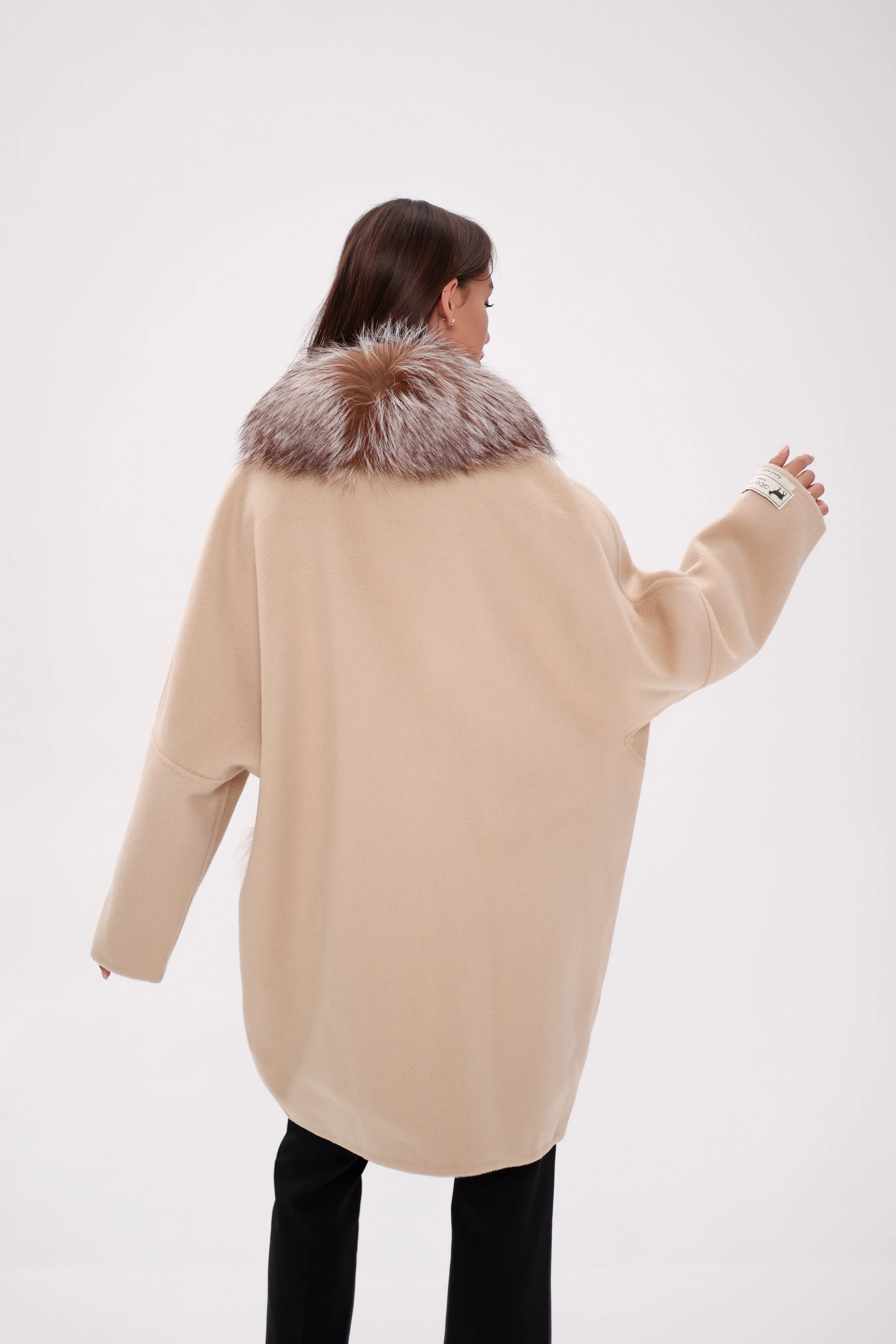 Saga®Furs Silver Fox Wool Alapca Coat