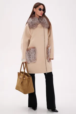 Saga®Furs Silver Fox Wool Alapca Coat