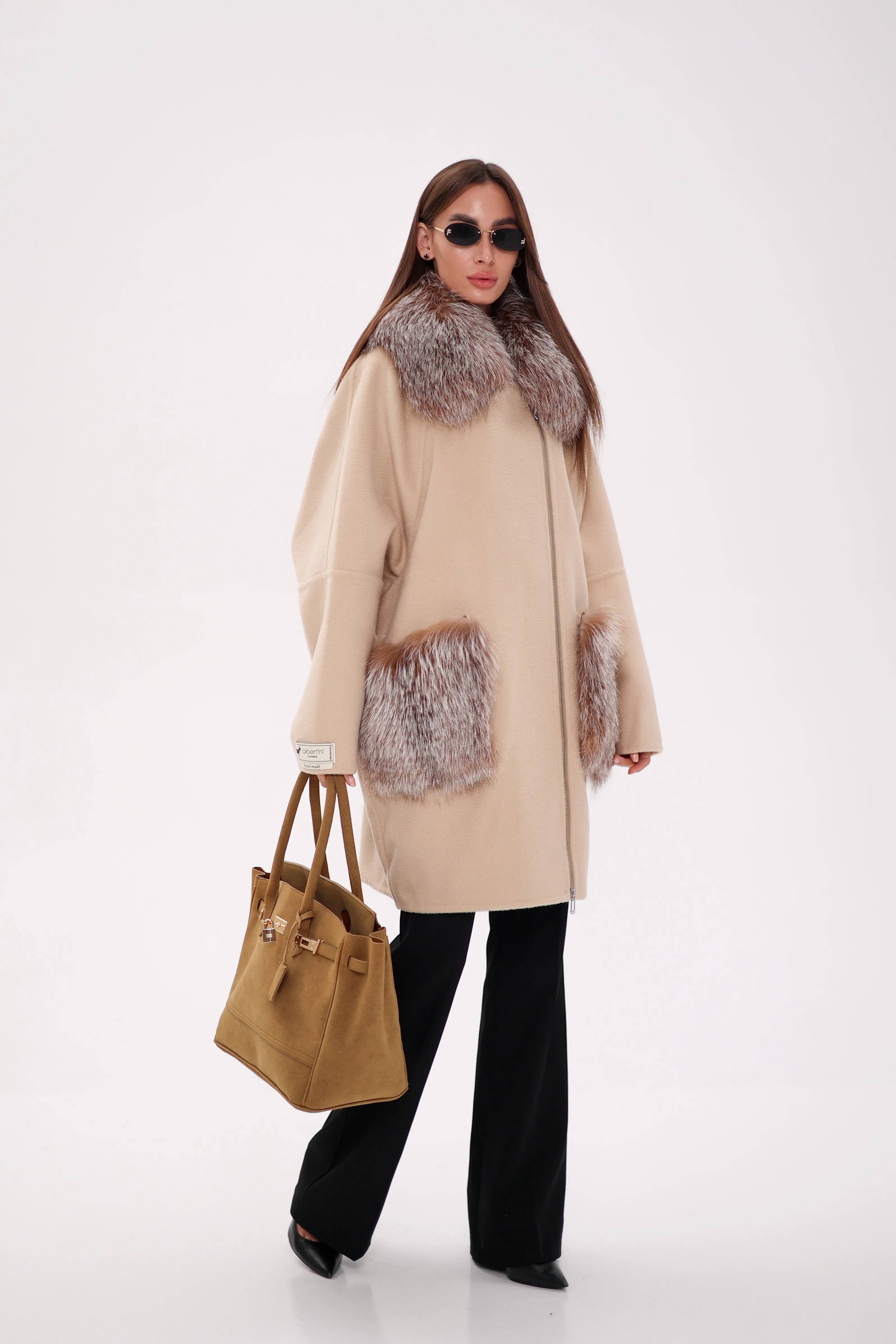 Saga®Furs Silver Fox Wool Alapca Coat