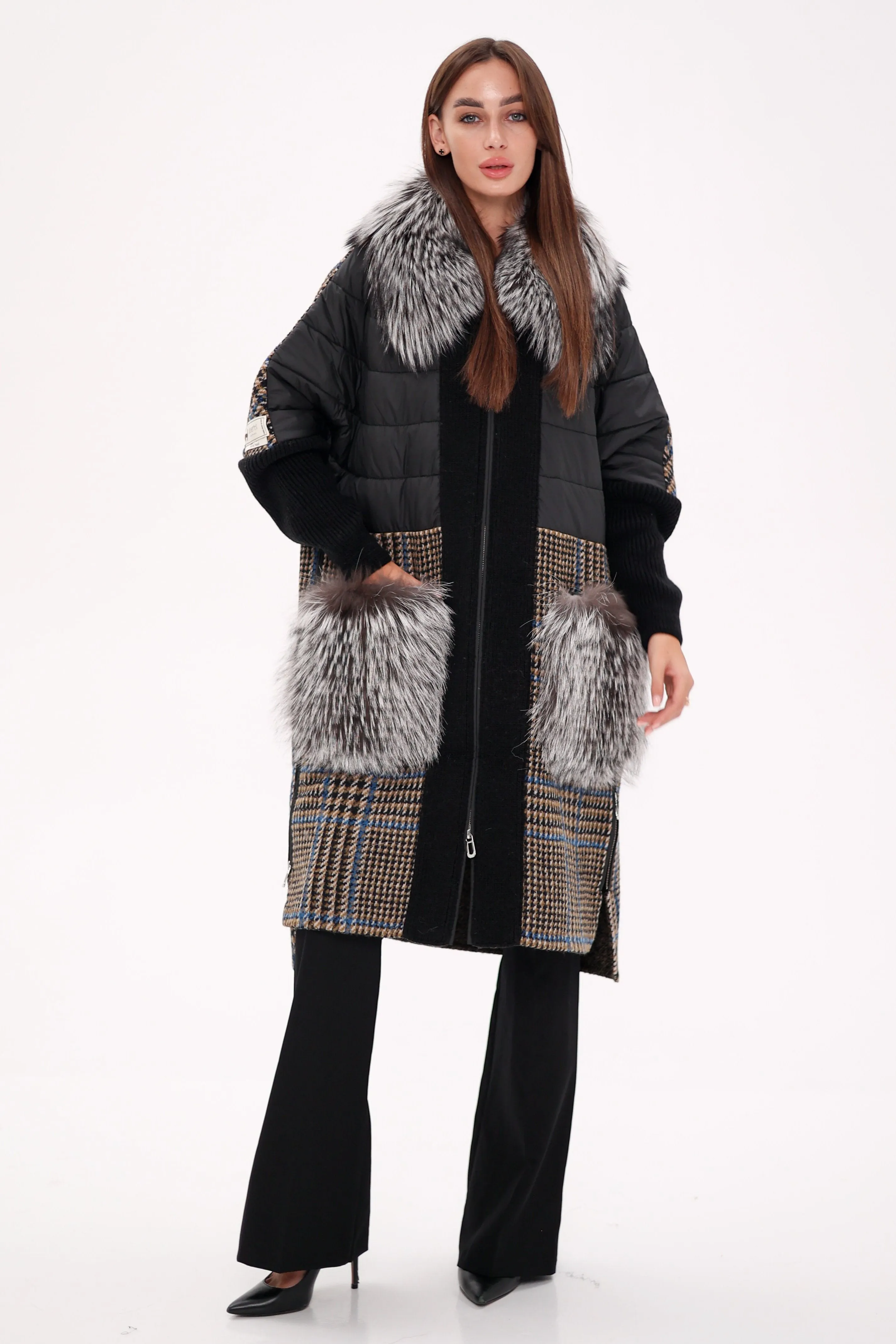 Saga®Furs Silver Fox Wool Alpaca Coat