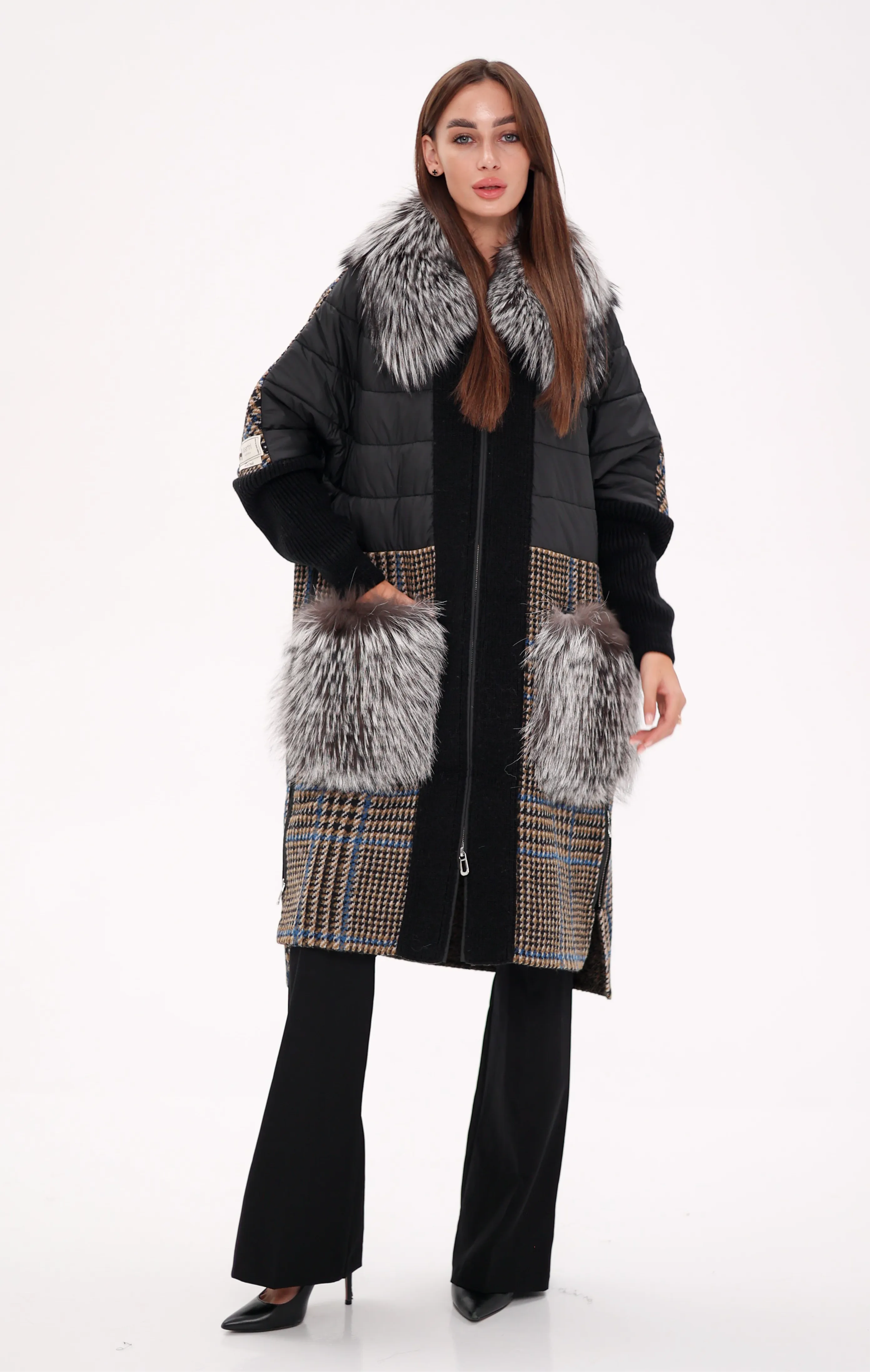 Saga®Furs Silver Fox Wool Alpaca Coat