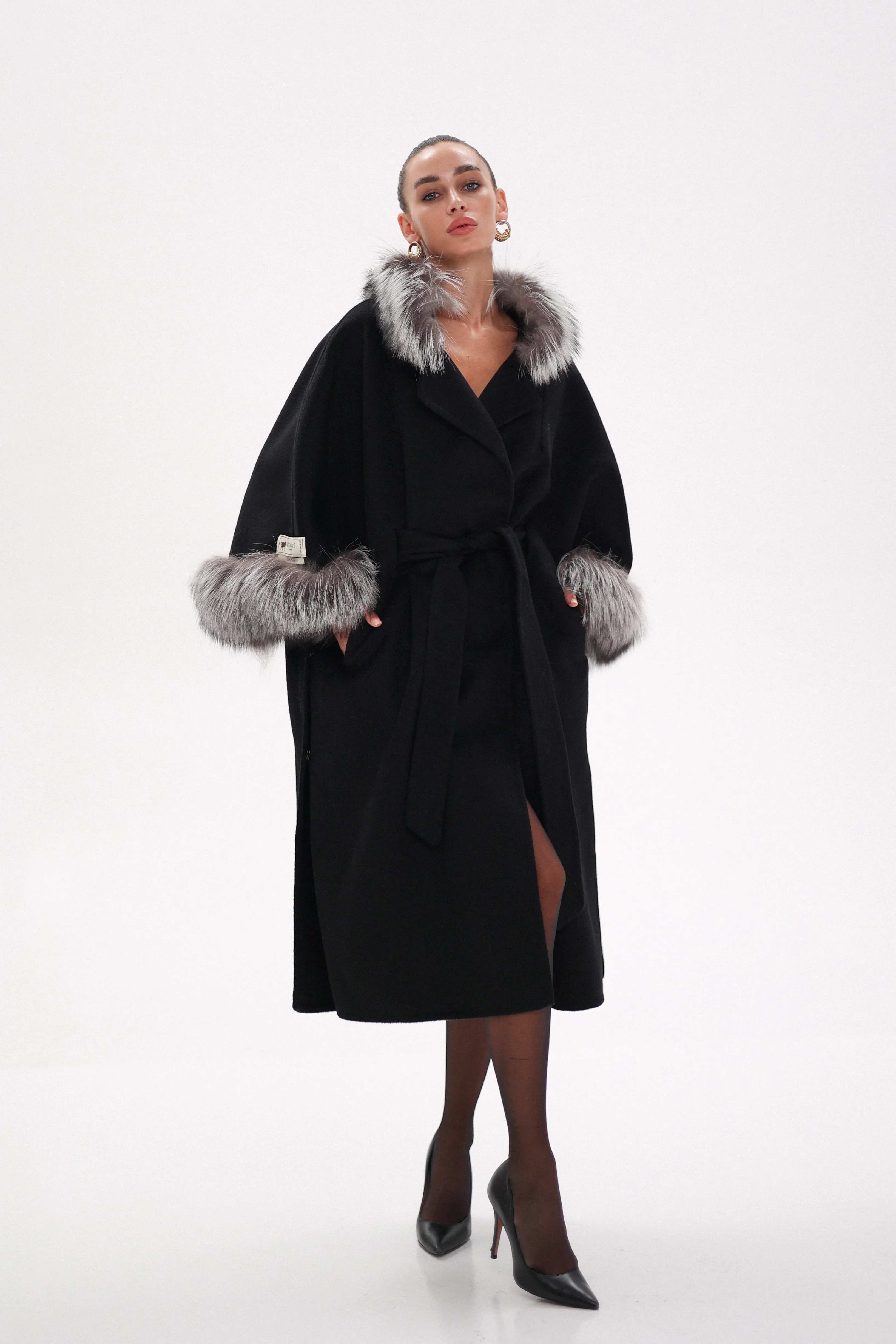 Saga®Furs Silver Fox Wool Alpaca Coat