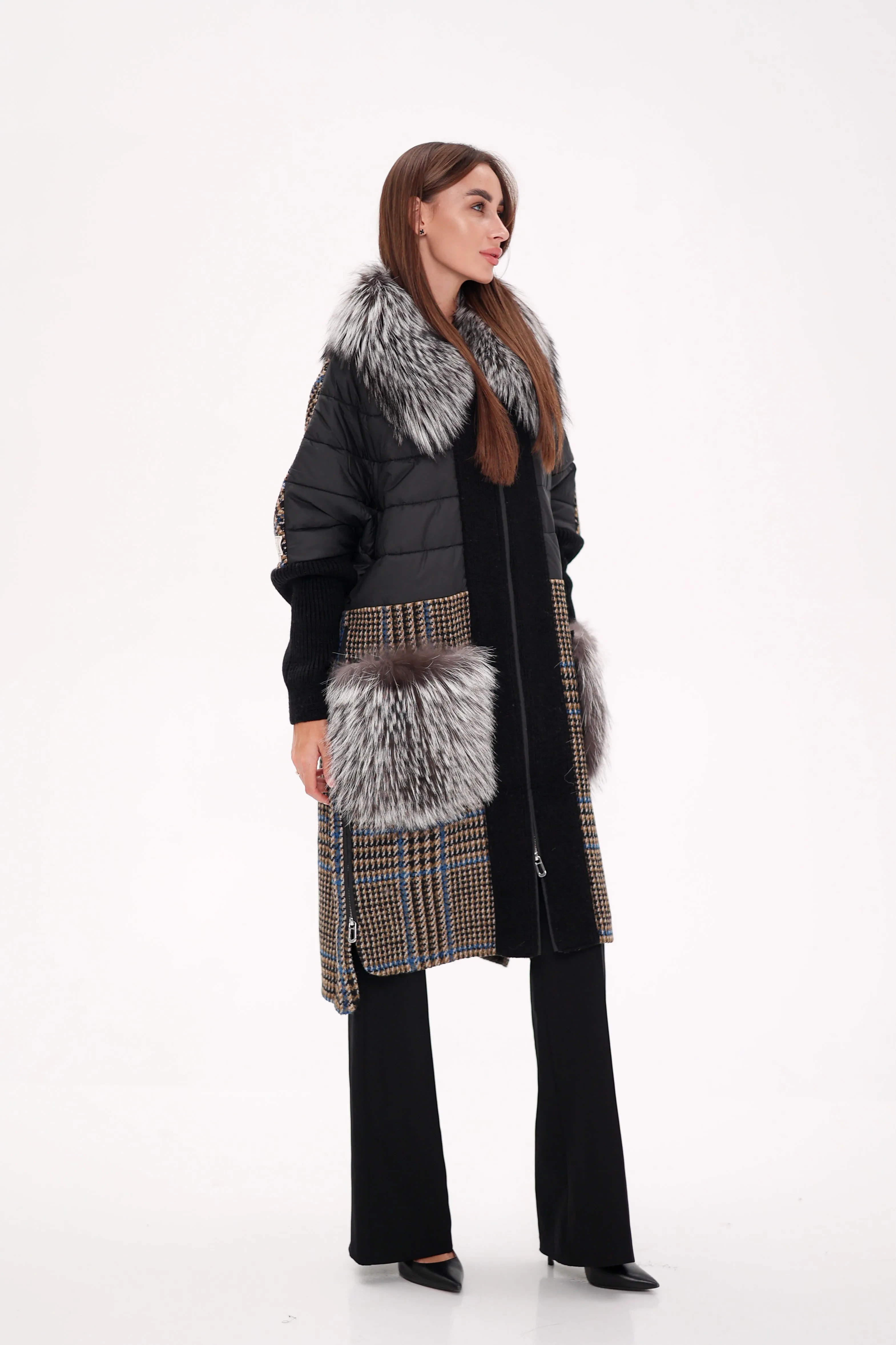 Saga®Furs Silver Fox Wool Alpaca Coat