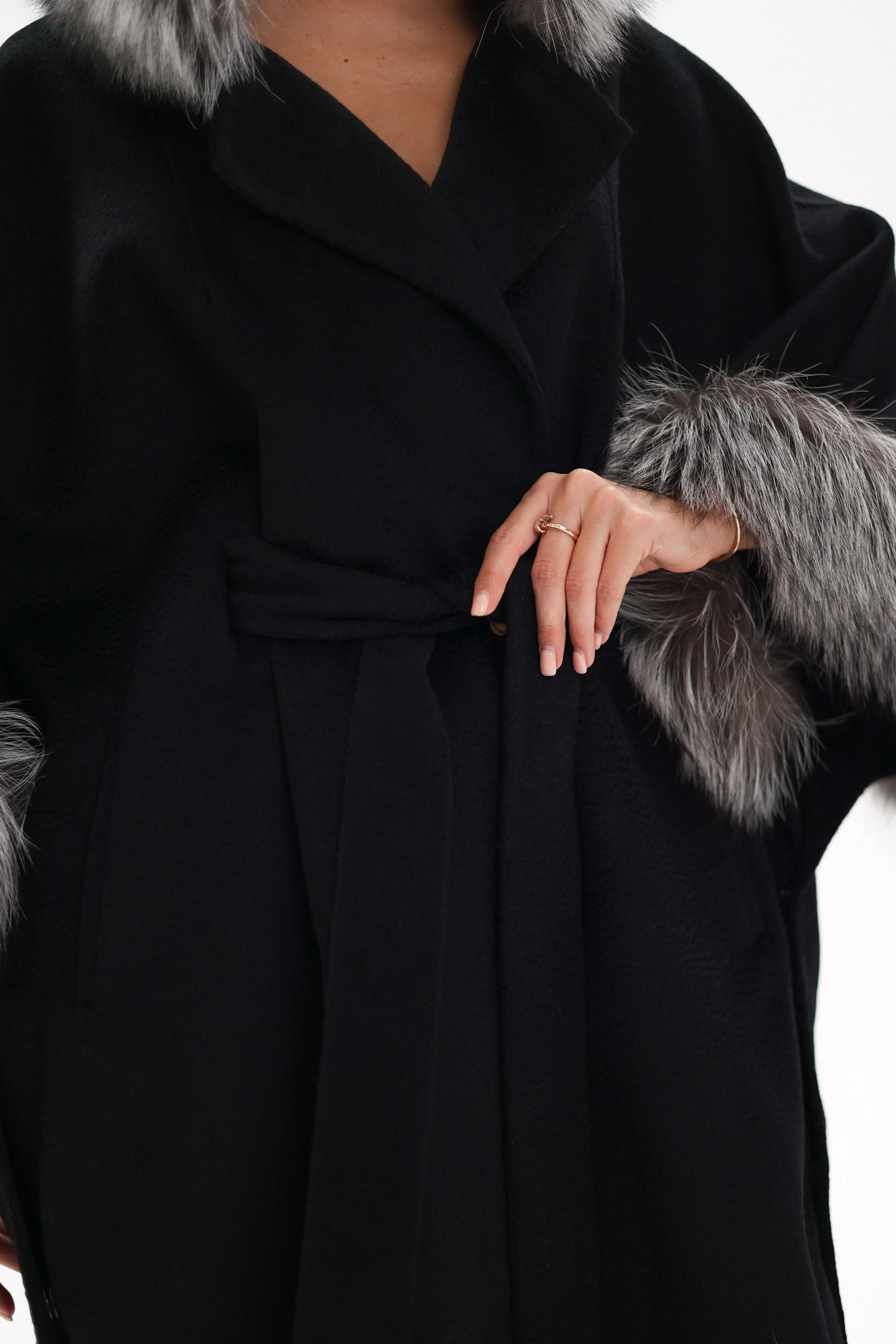 Saga®Furs Silver Fox Wool Alpaca Coat