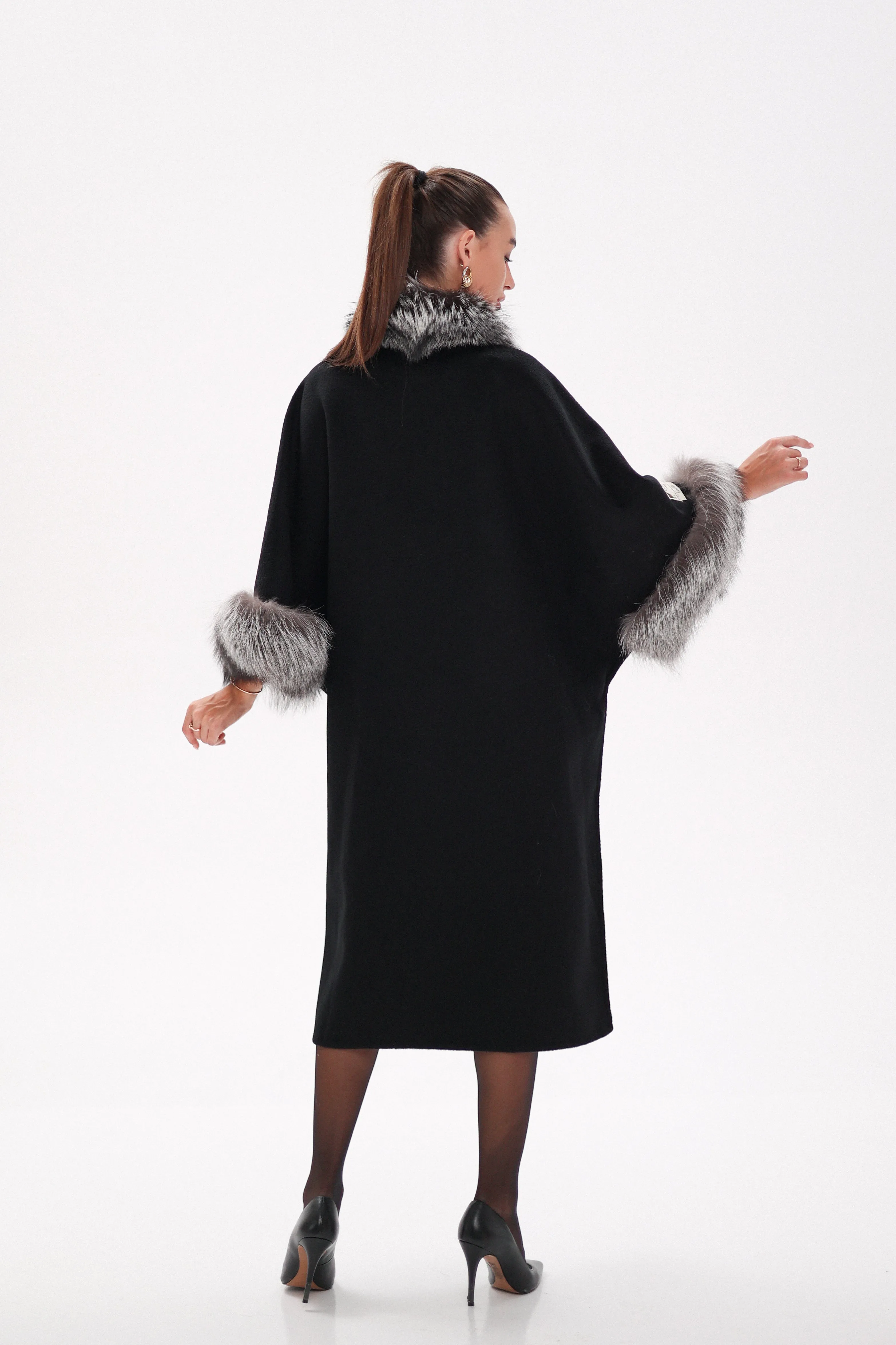 Saga®Furs Silver Fox Wool Alpaca Coat