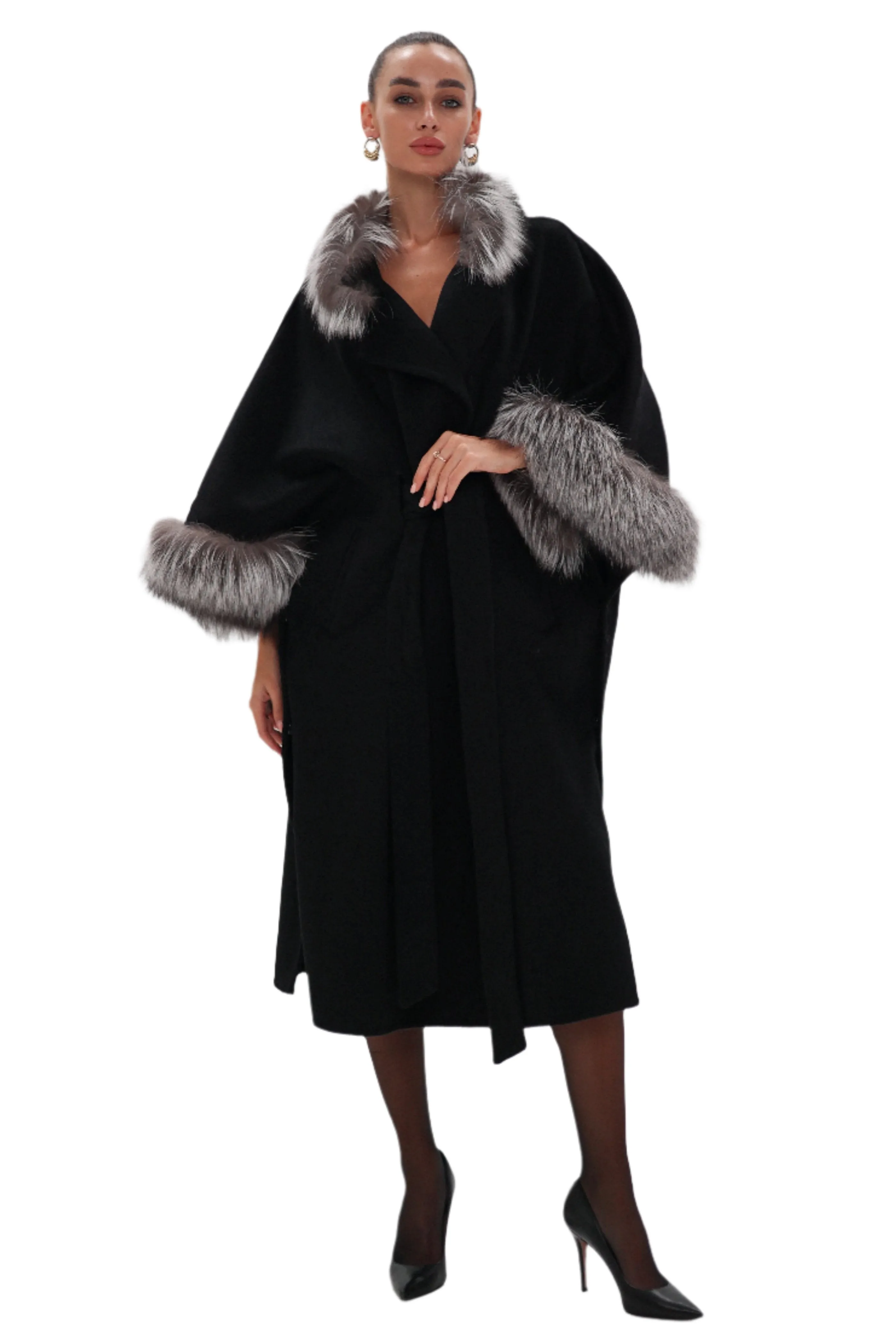 Saga®Furs Silver Fox Wool Alpaca Coat