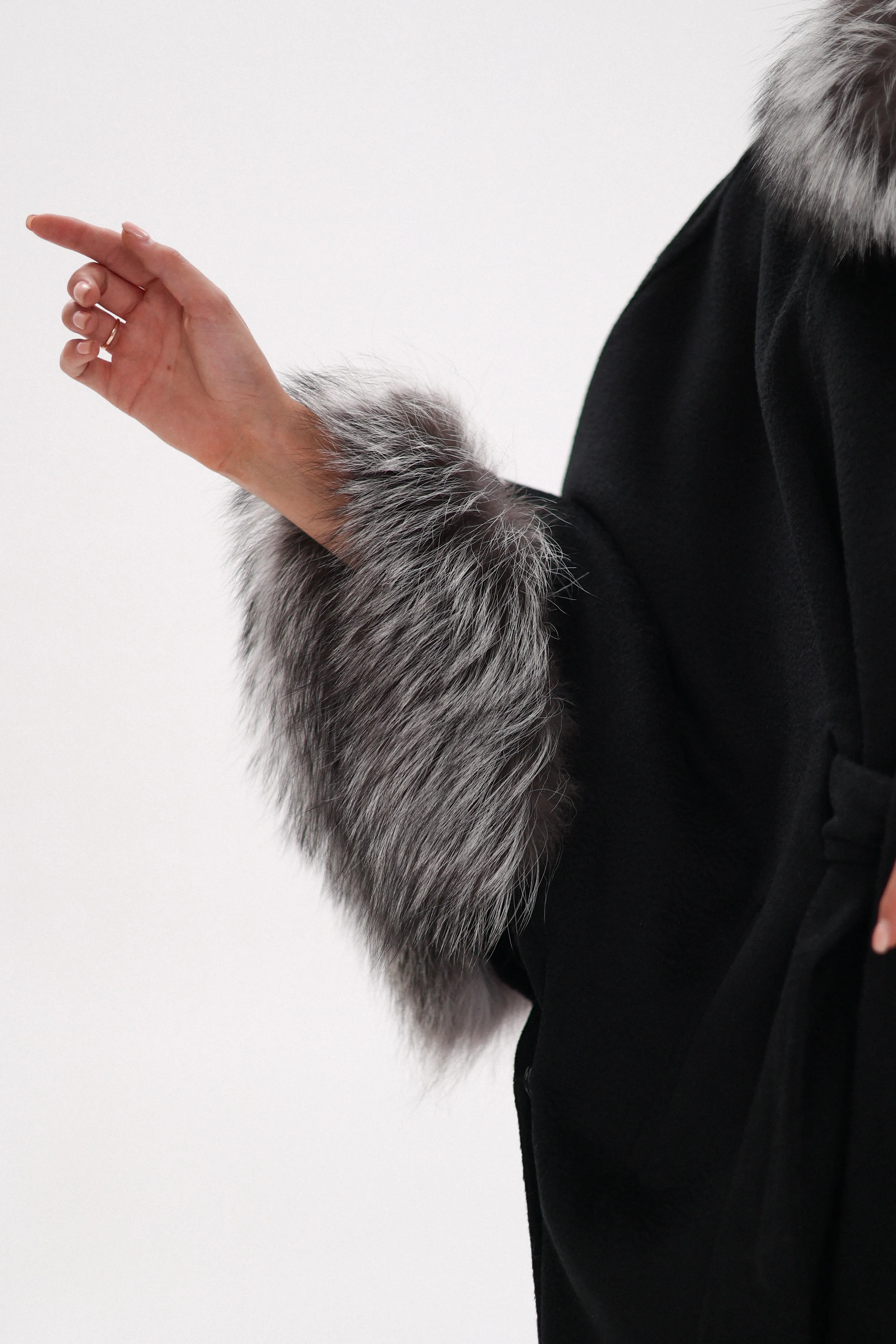 Saga®Furs Silver Fox Wool Alpaca Coat