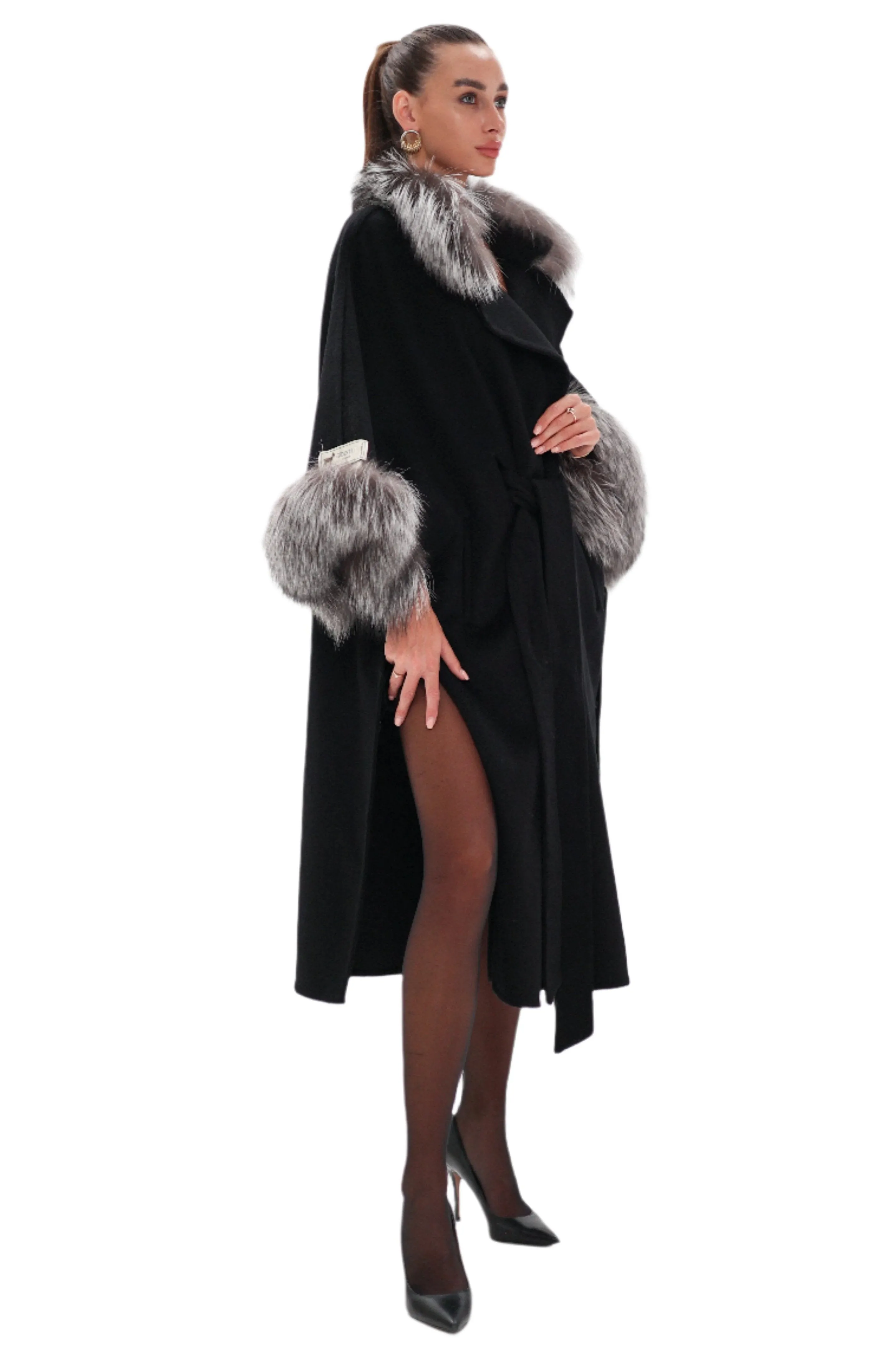 Saga®Furs Silver Fox Wool Alpaca Coat