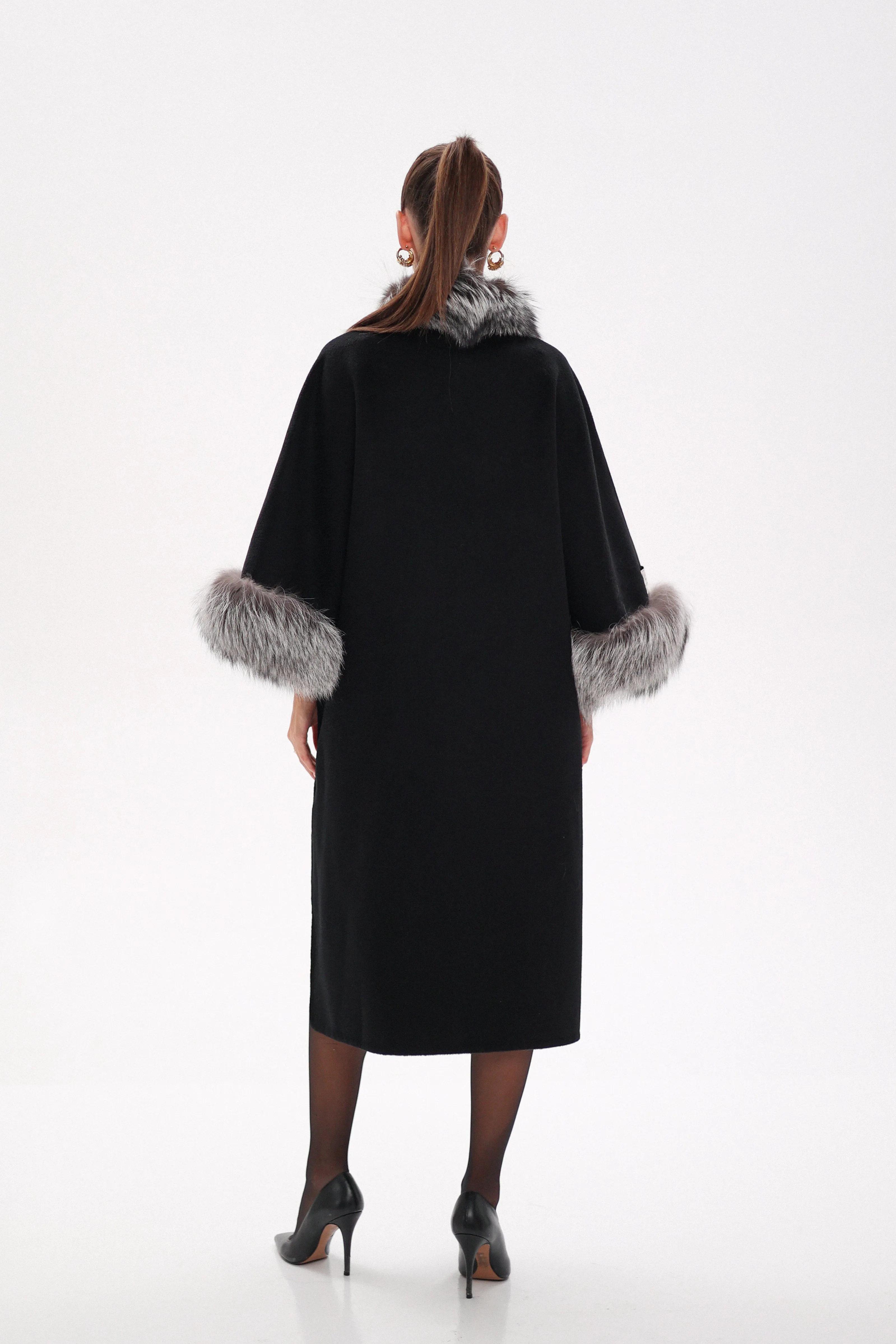 Saga®Furs Silver Fox Wool Alpaca Coat