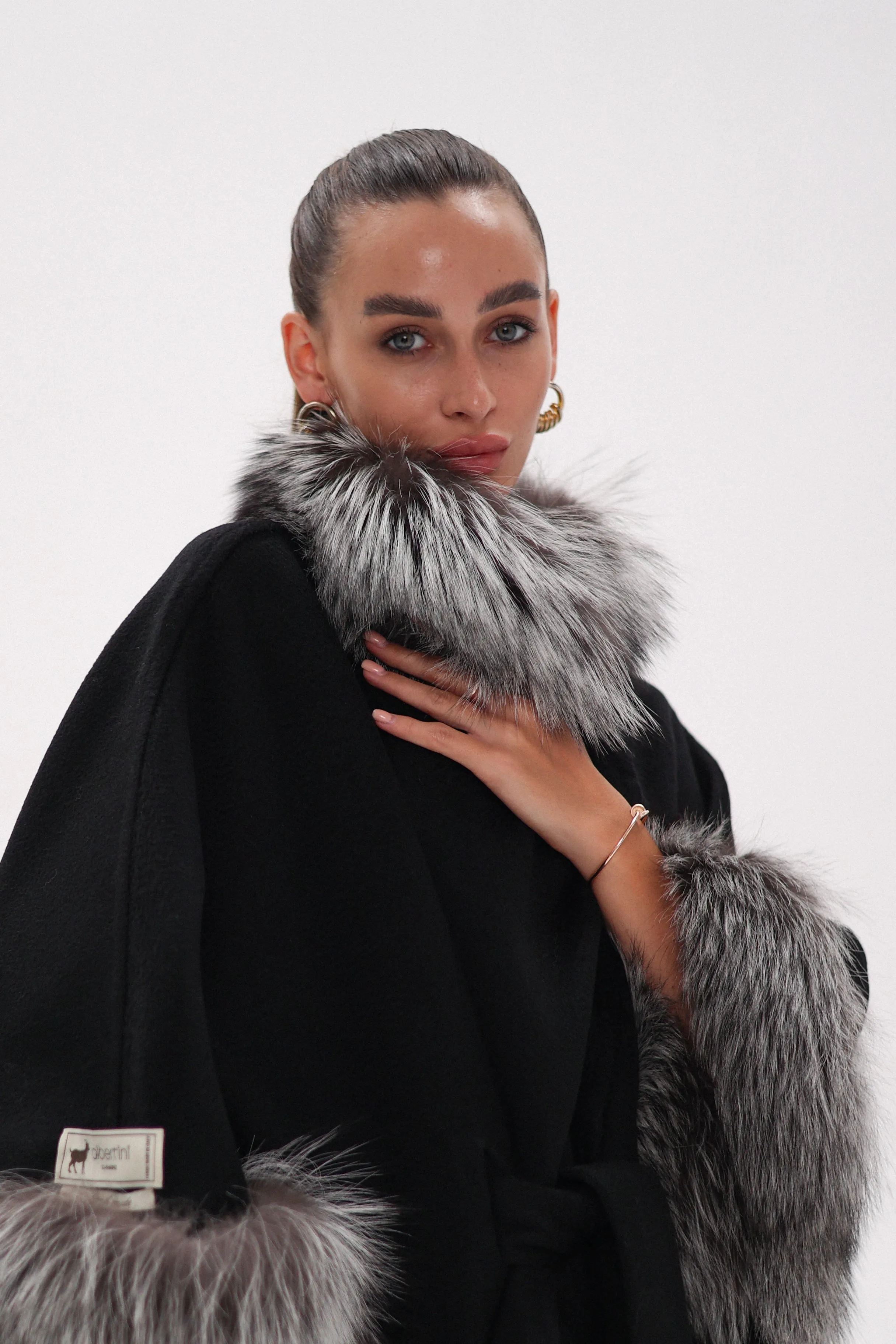 Saga®Furs Silver Fox Wool Alpaca Coat