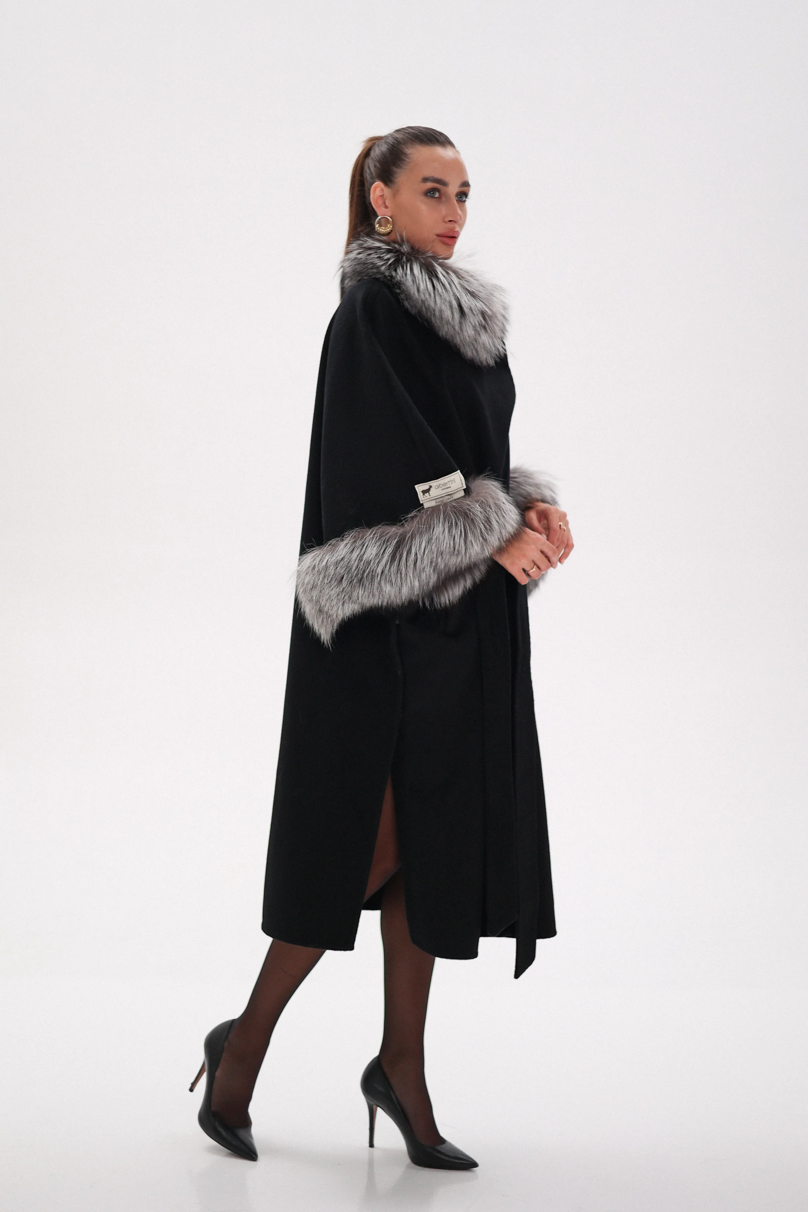 Saga®Furs Silver Fox Wool Alpaca Coat