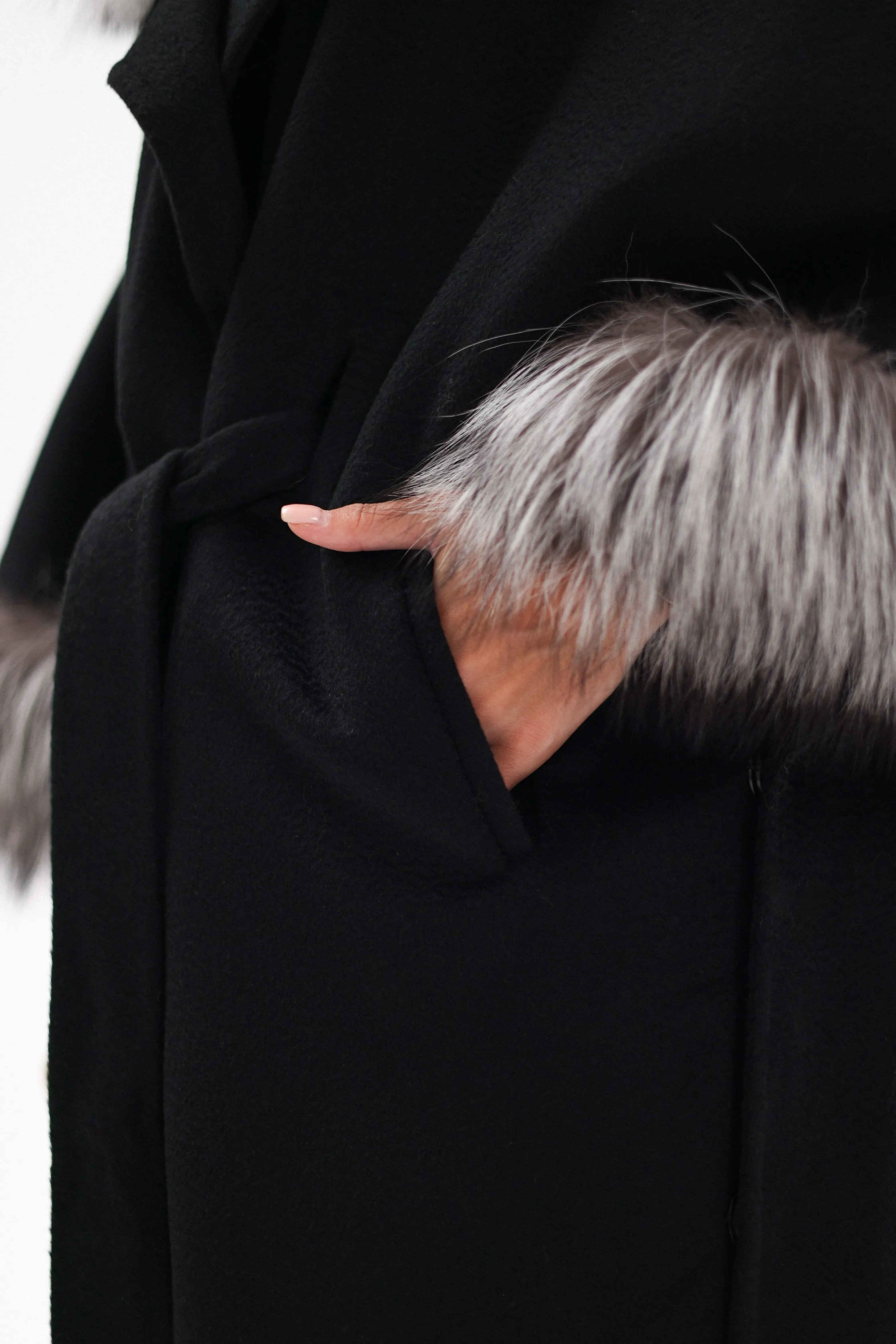 Saga®Furs Silver Fox Wool Alpaca Coat