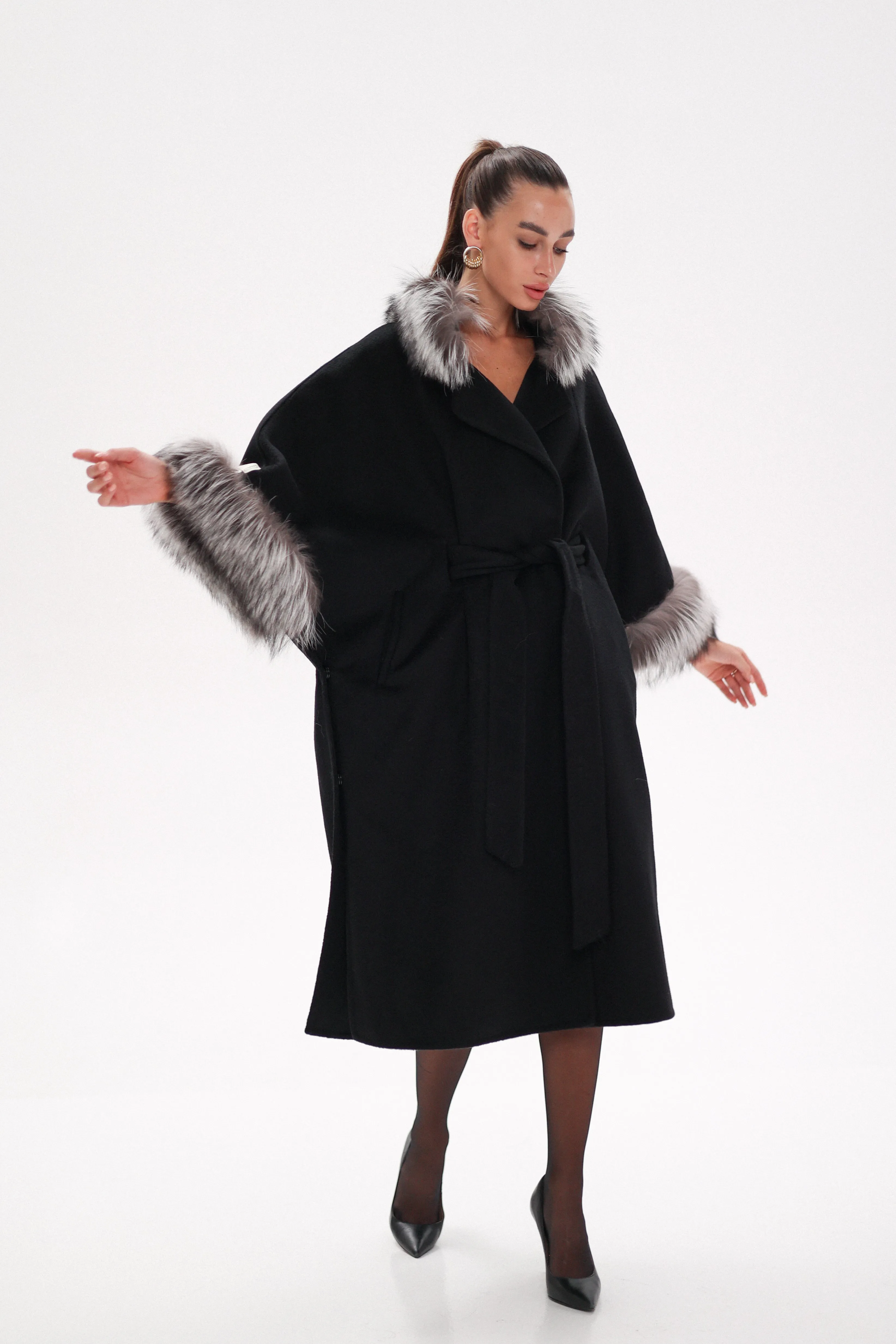 Saga®Furs Silver Fox Wool Alpaca Coat