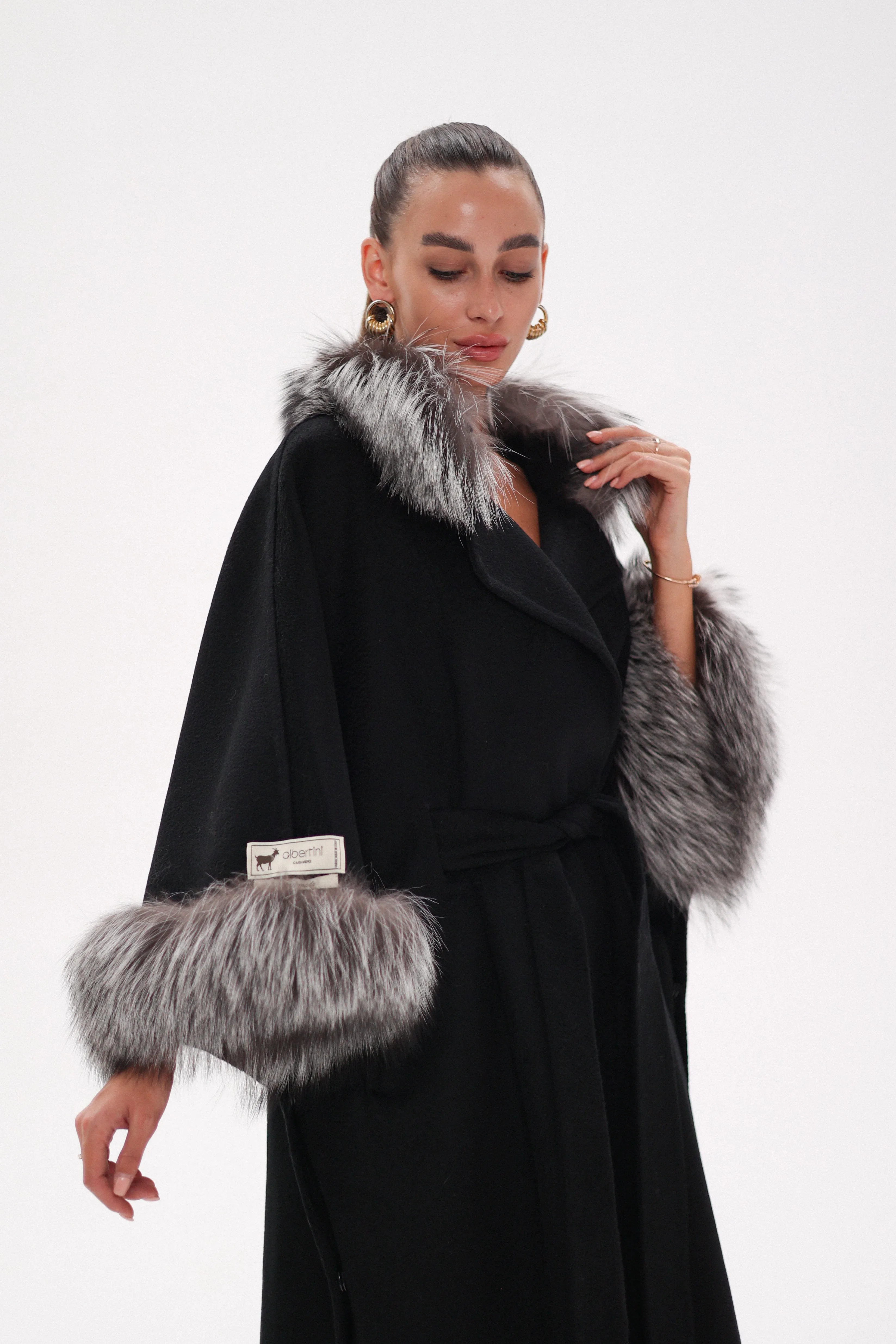 Saga®Furs Silver Fox Wool Alpaca Coat