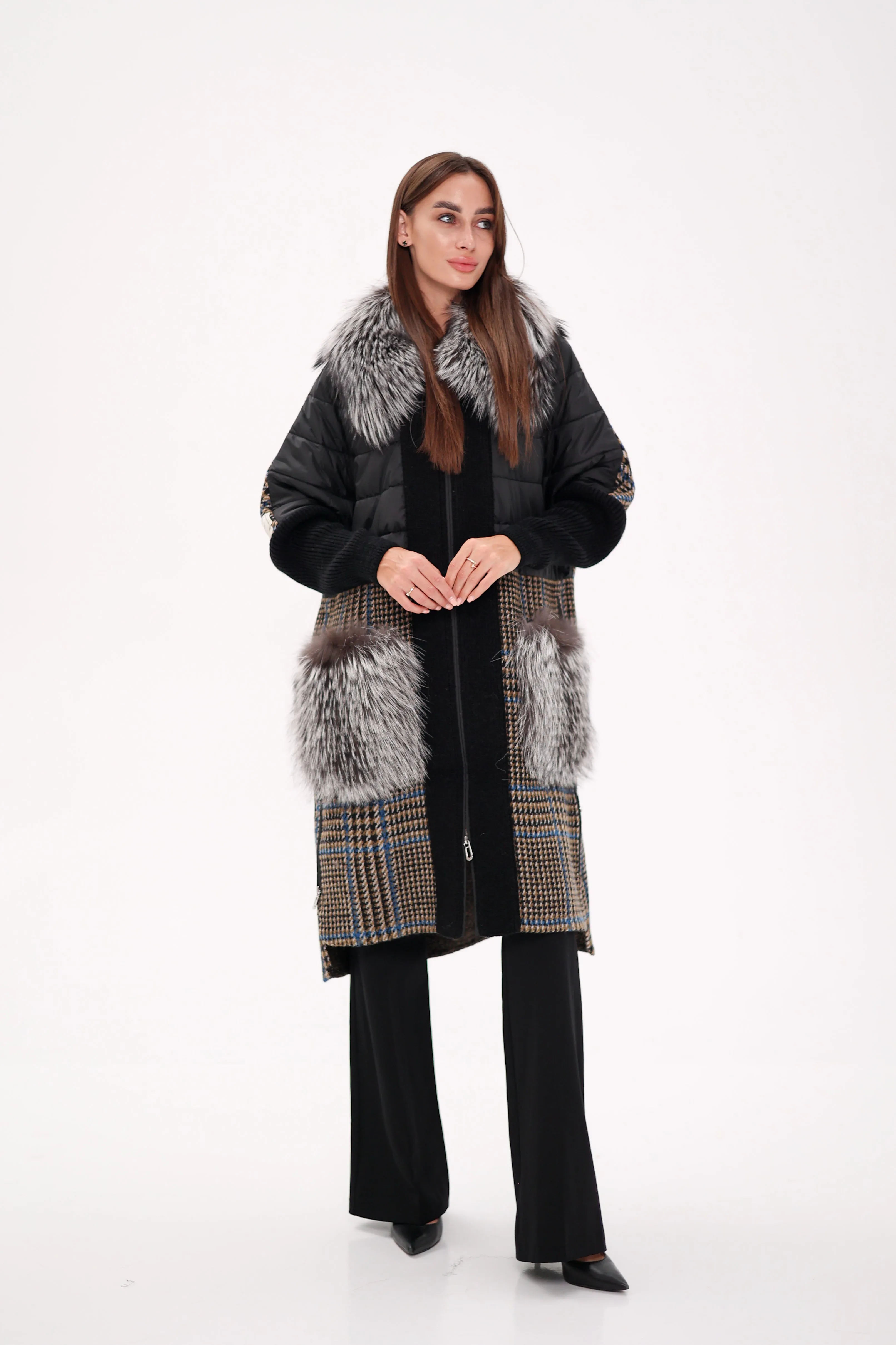 Saga®Furs Silver Fox Wool Alpaca Coat