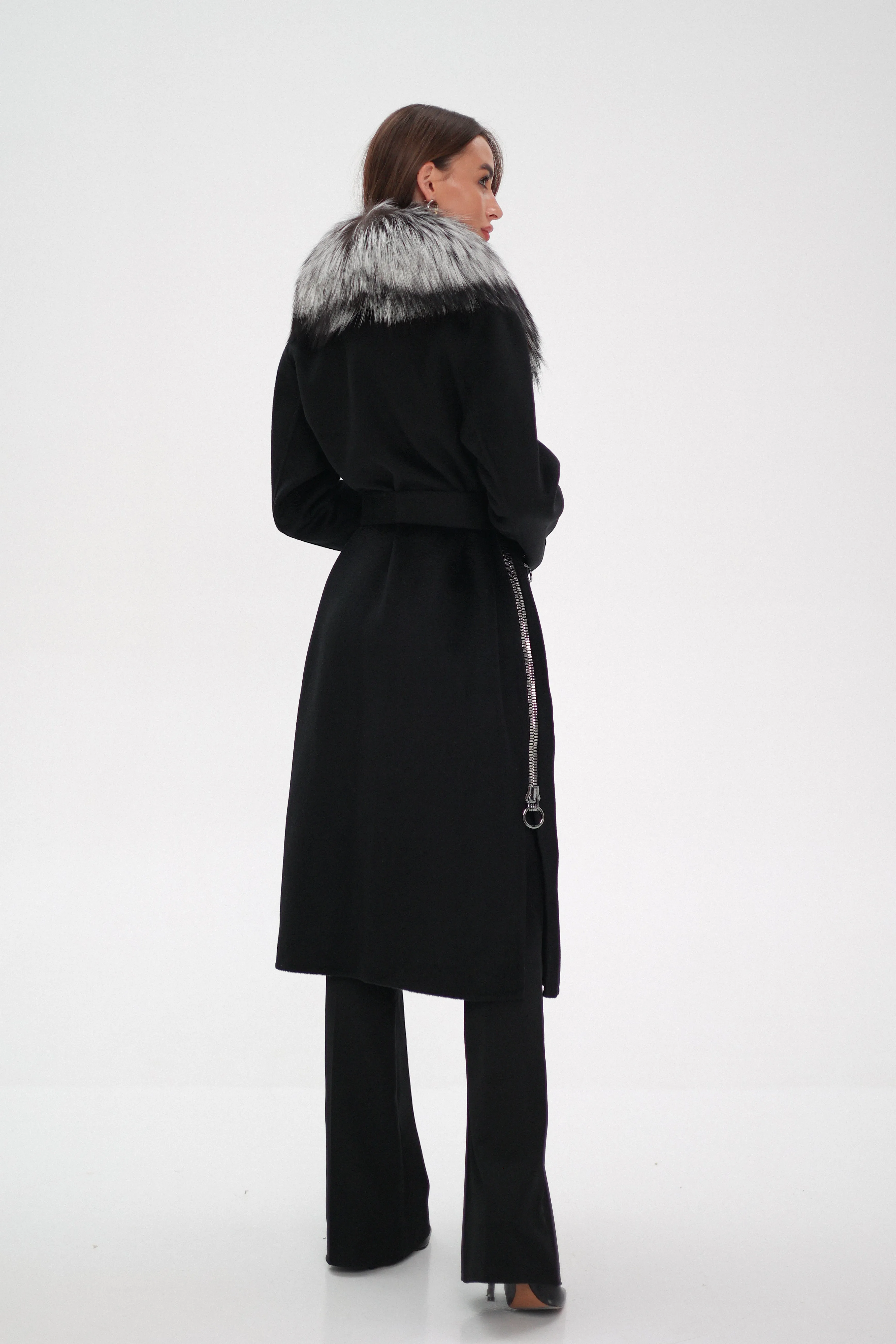 Saga®Furs Silver Fox Wool Alpaca Coat