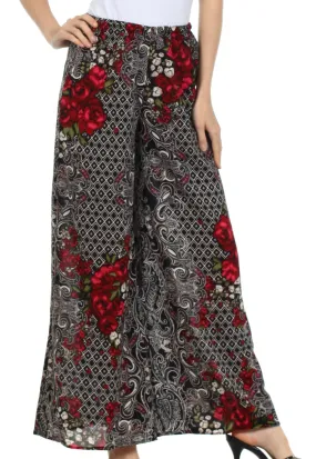 Sakkas Patterned Chiffon Wide Leg Palazzo Pant