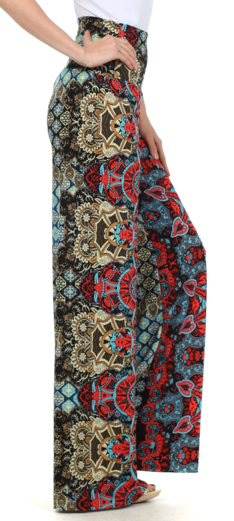 Sakkas Patterned High Waist Wide Leg Palazzo Pant