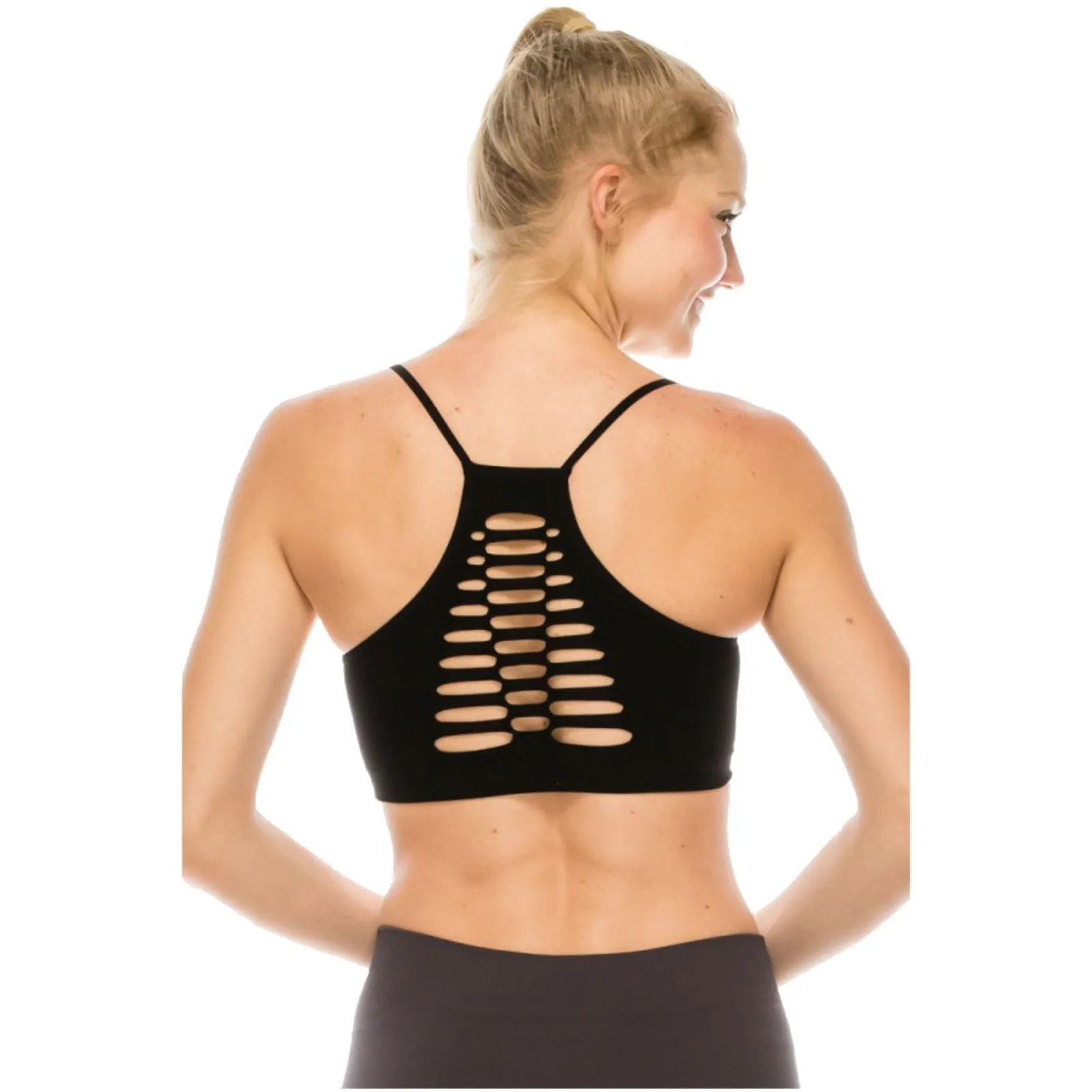 SALE - BACK LADDER MESH BRA CAMI CROP TOP