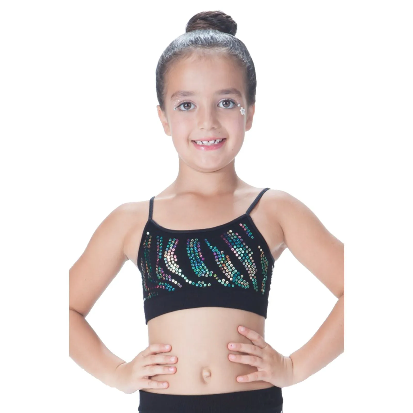 SALE - CHILDS ZEBRA SEQUIN SEAMLESS CAMISOLE CROP TOP