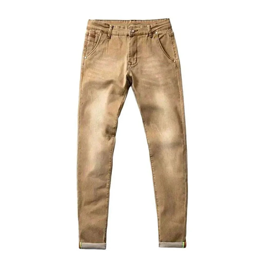 Sanded color jeans for men