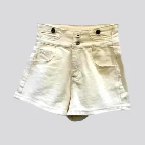 Sanded wide-leg jeans shorts for women