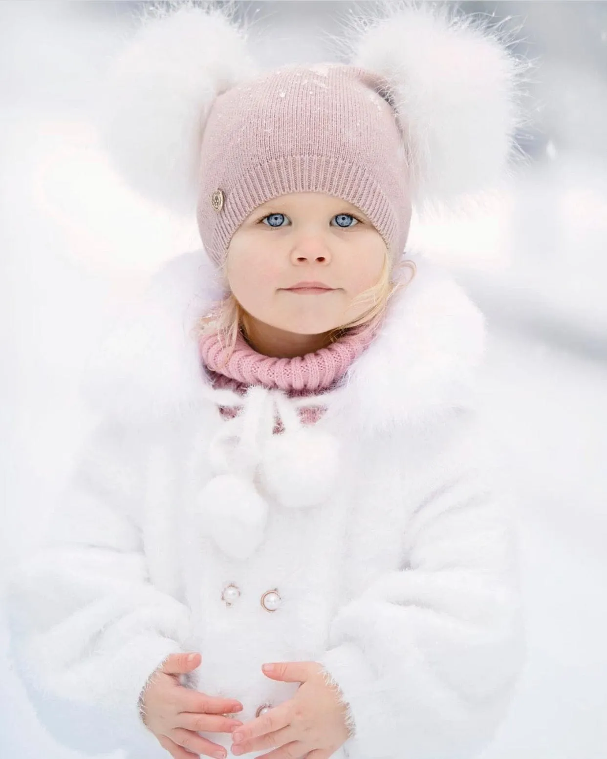 Sasha Double Pom Angora Beanie Hat