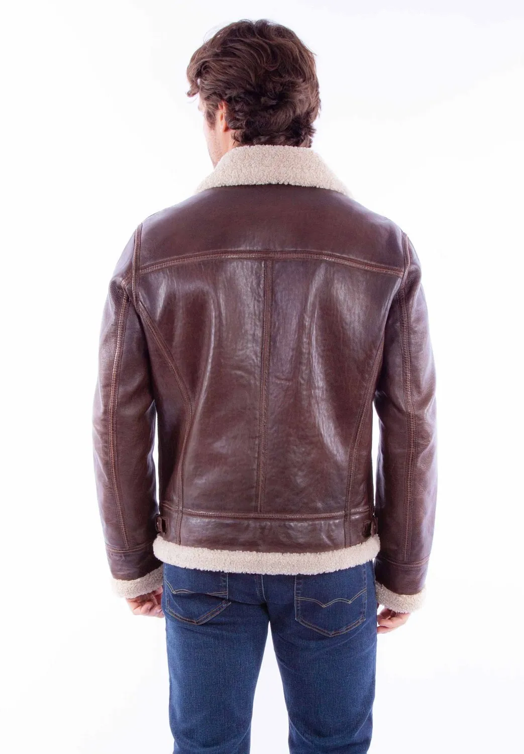 Scully Mens B3 Bomber Chocolate Leather Leather Jacket