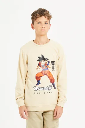 Senior Boys Beige Dragon Ball Z Sweatshirt