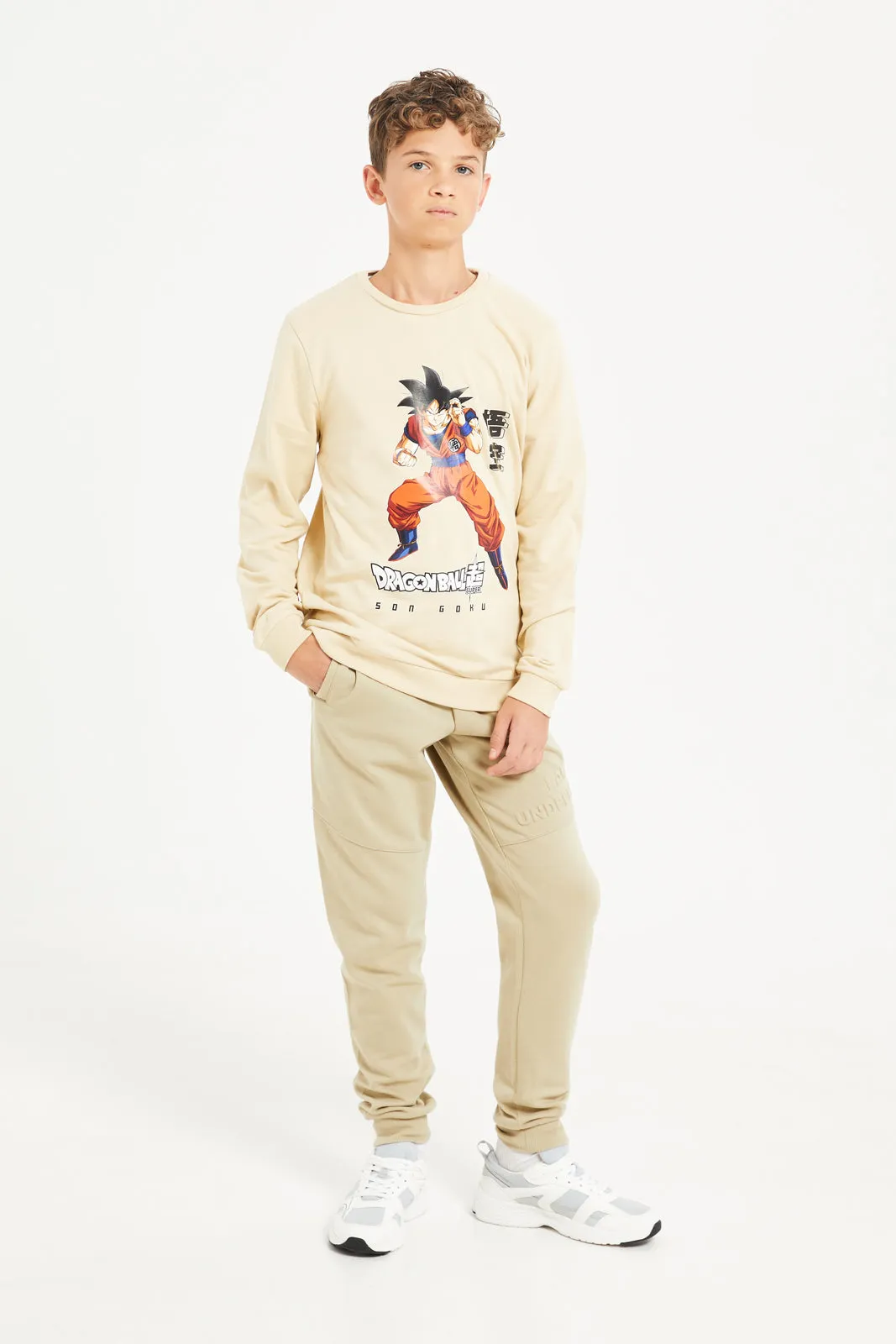 Senior Boys Beige Dragon Ball Z Sweatshirt