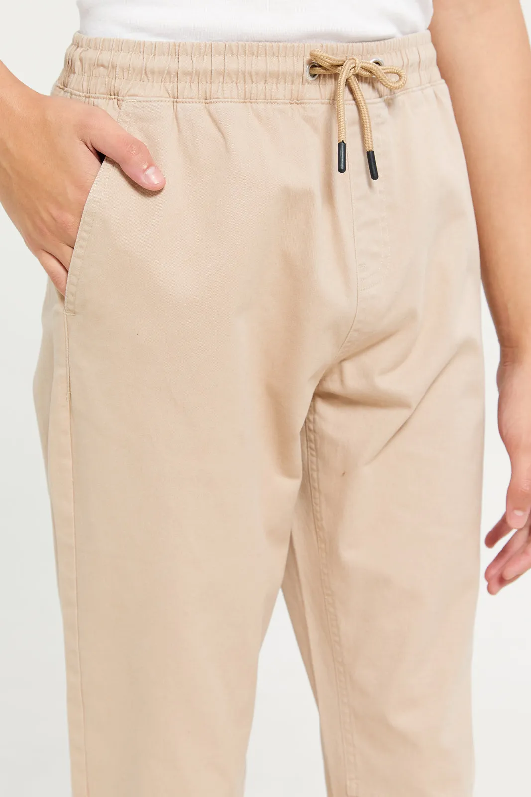 Senior Boys Beige Pull On Table Joggers