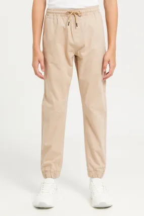 Senior Boys Beige Pull On Table Joggers