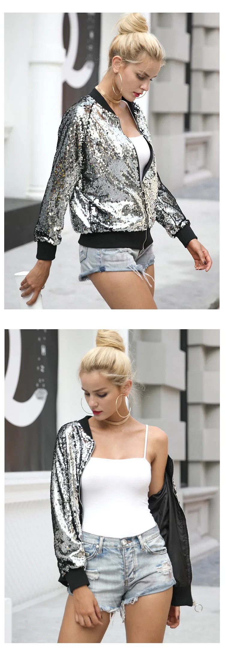 Sequin Bomber Jacket