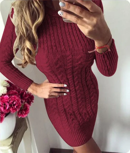 Sexy Slim Bodycon Winter Warm Sweater Dress