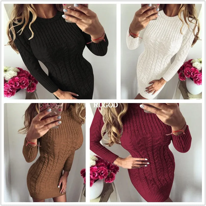 Sexy Slim Bodycon Winter Warm Sweater Dress