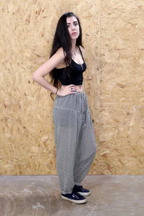 Sheer Harem Pants in Black And White Print