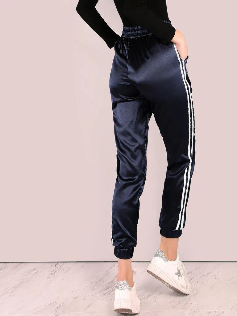 Side Striped Satin Trainer Joggers