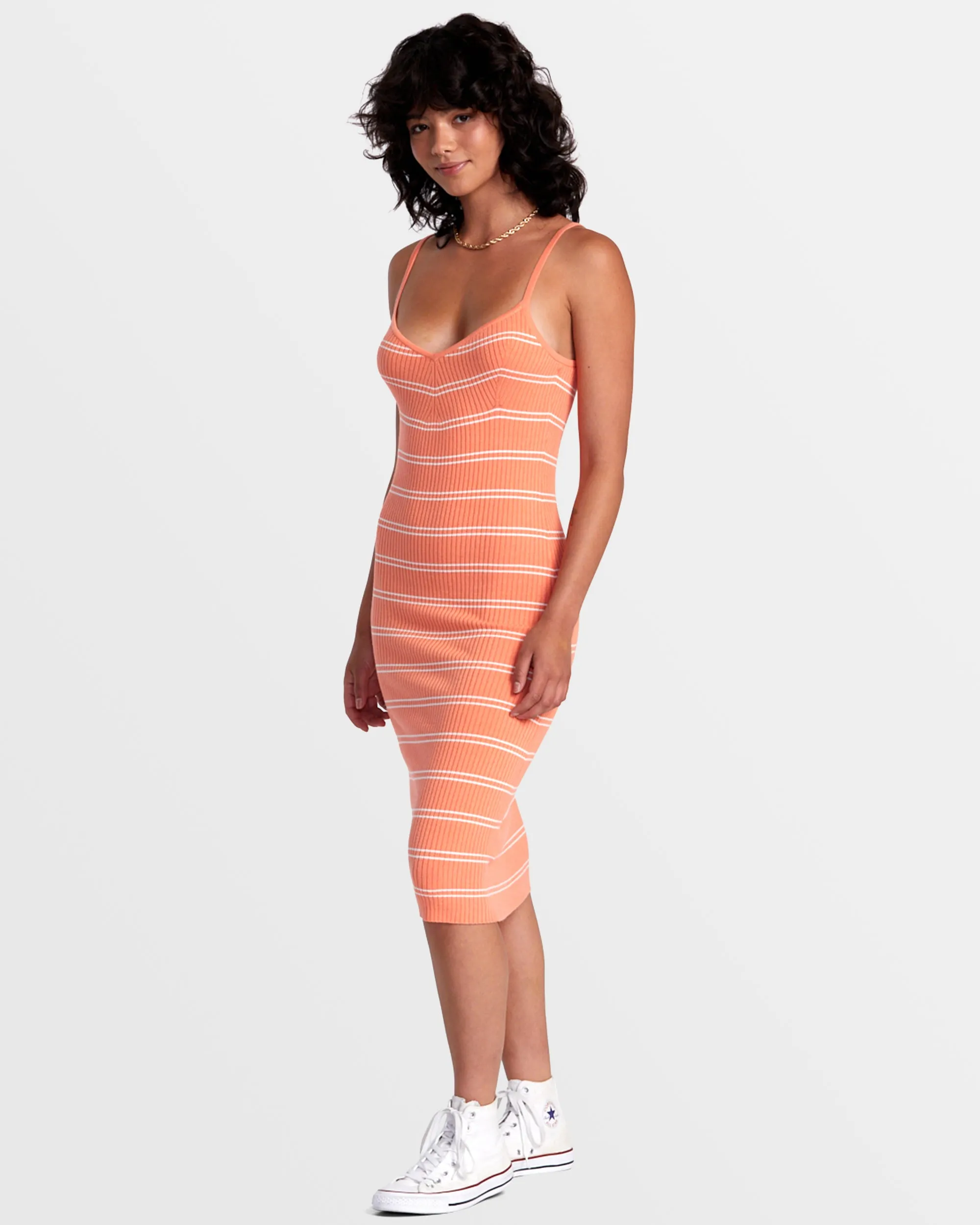 Silhouette Bodycon Midi Dress - Fusion Coral