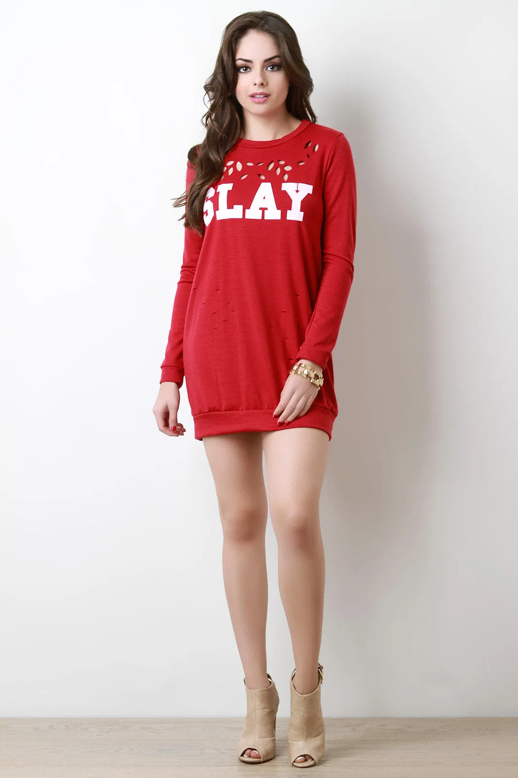 Slay Burn Cutouts and Razorcuts Sweater Dress