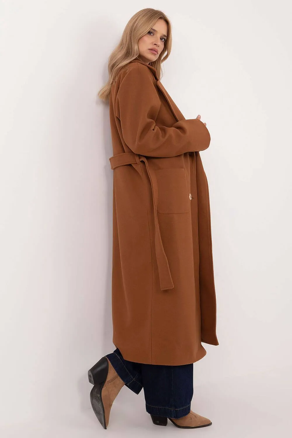 Sophisticated Layers: Women's Long Wool Blend Coat