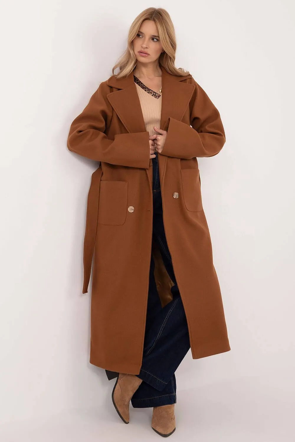 Sophisticated Layers: Women's Long Wool Blend Coat